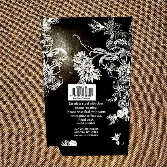 MacKenzie-Childs Rosy Check 3260 Flask - Pink and Gold Checkered Flask - NWT - Picture 6 of 6